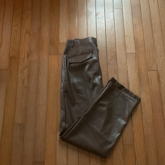 Brown faux leather pants. - Picture 2 of 2